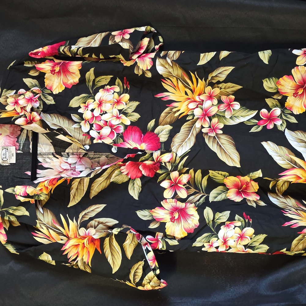 Go Barefoot Made In USA Hawaiian Floral 3XL Vibrant Short Sleeve Collared Shirt - Picture 8 of 8